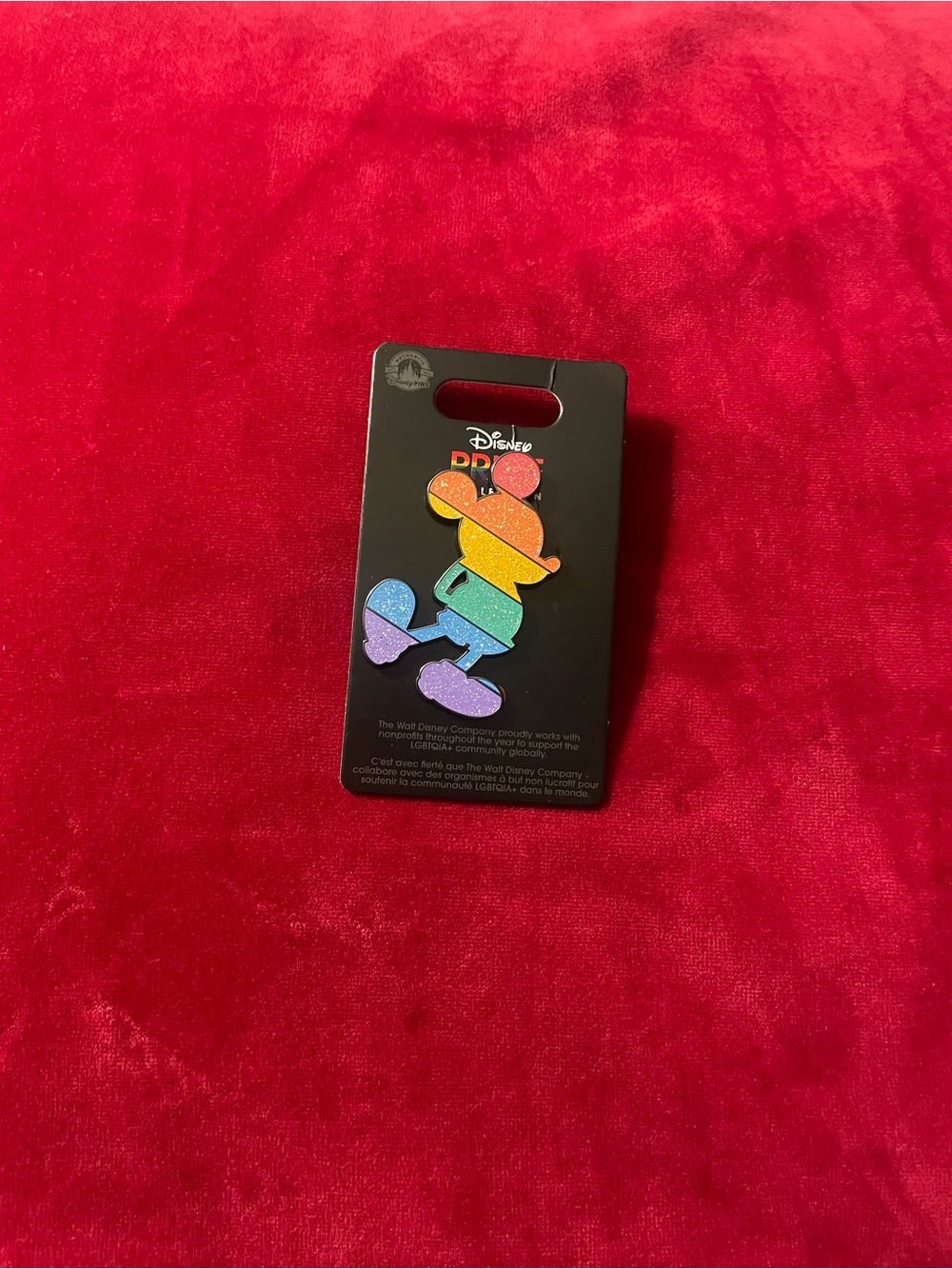 Disney Rainbow Mickey Glitter Pin - Red Orange Yellow Green Blue Purple